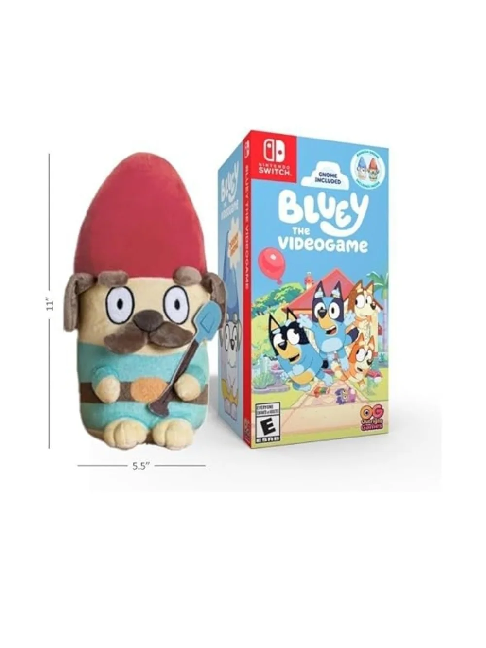 Bluey Gnome Plush & Nintendo Switch Game Bundle